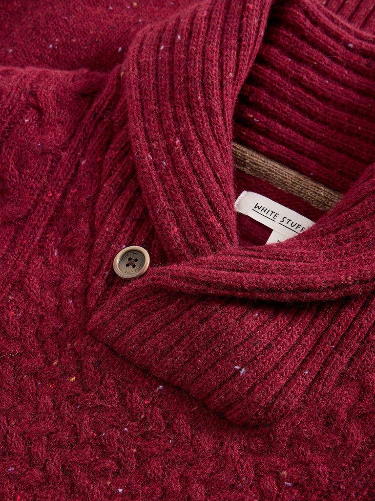 Berkley Shawl Neck in DK RED - FLAT DETAIL