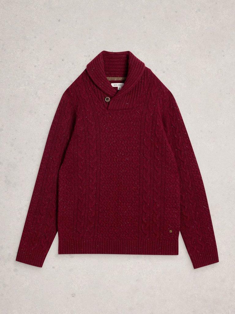 Berkley Shawl Neck in DK RED - FLAT FRONT