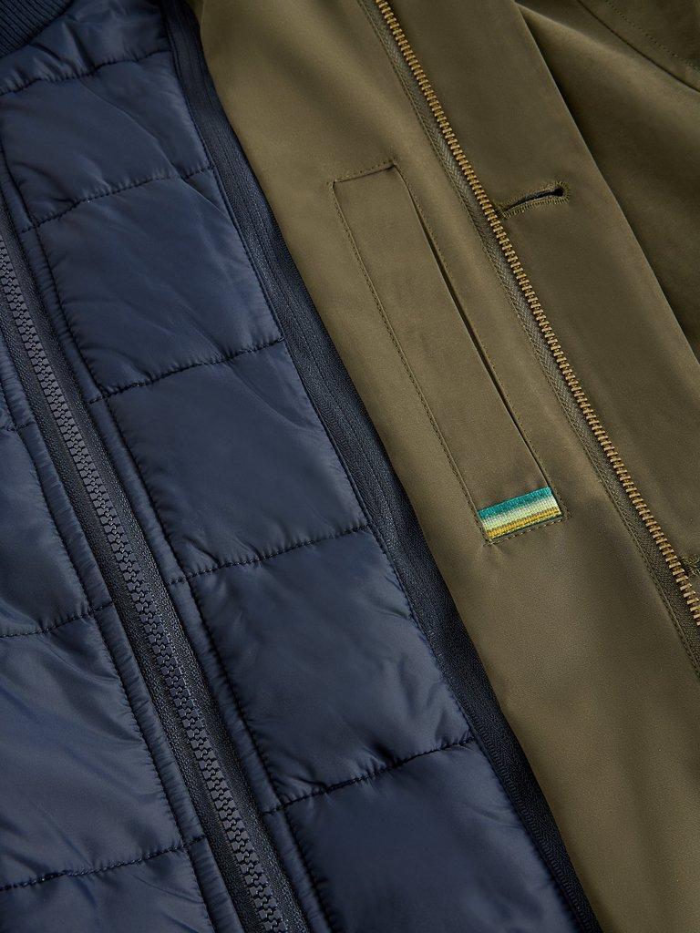 Commuter Funnel Neck Mac in KHAKI GRN - FLAT DETAIL