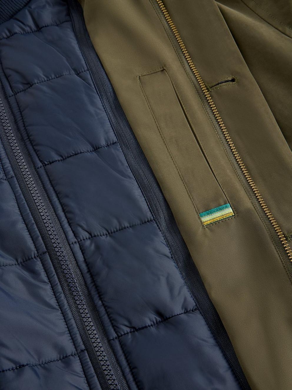 Commuter Funnel Neck Mac in KHAKI GRN - FLAT DETAIL