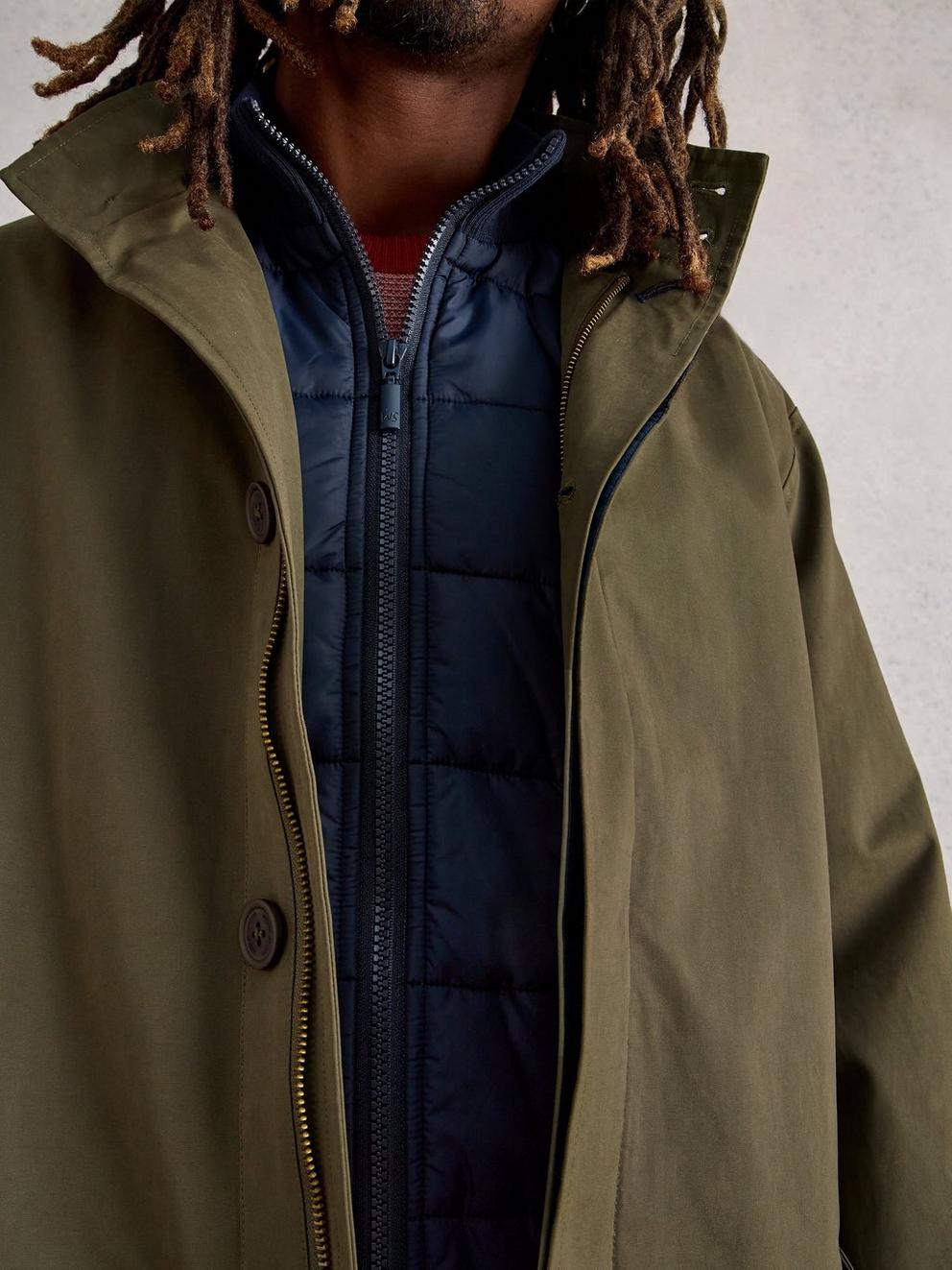 Commuter Funnel Neck Mac in KHAKI GRN - LIFESTYLE