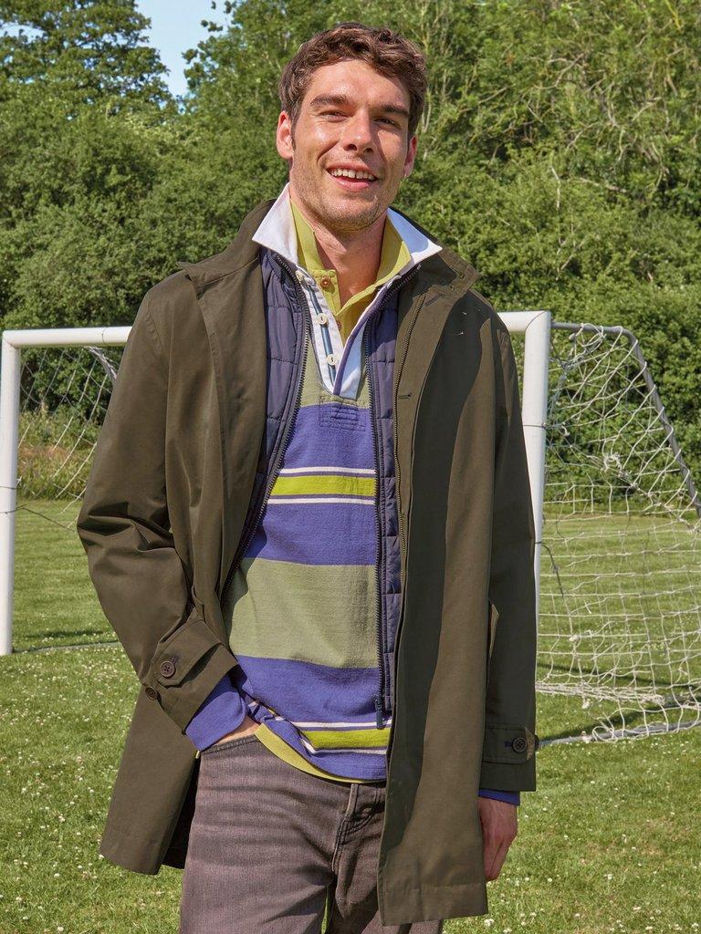 Commuter Funnel Neck Mac in KHAKI GRN - MIXED