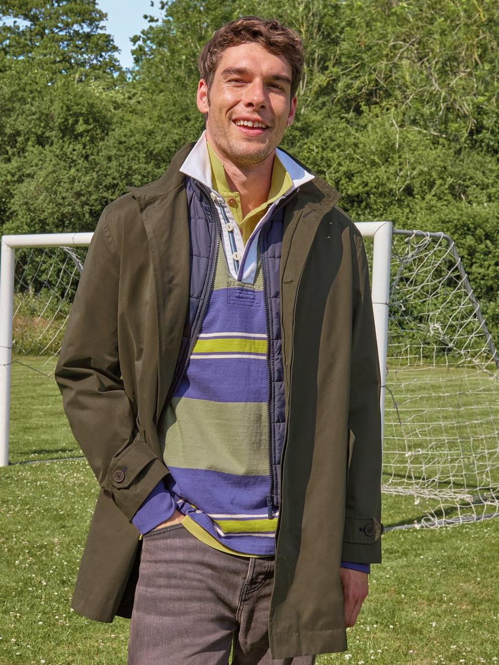 Commuter Funnel Neck Mac in KHAKI GRN - MIXED