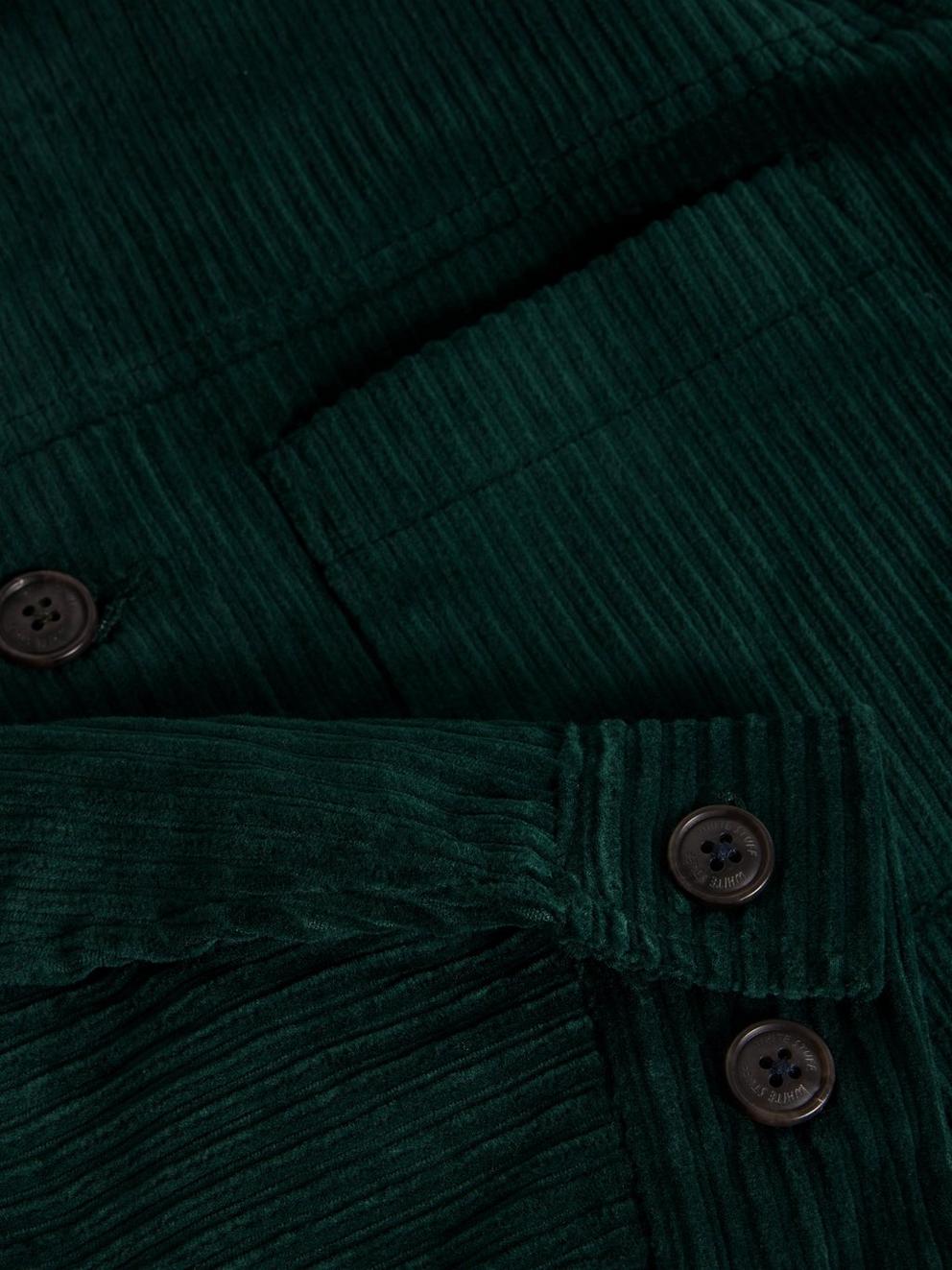 Cord Trucker in EMERLD GRN - FLAT DETAIL