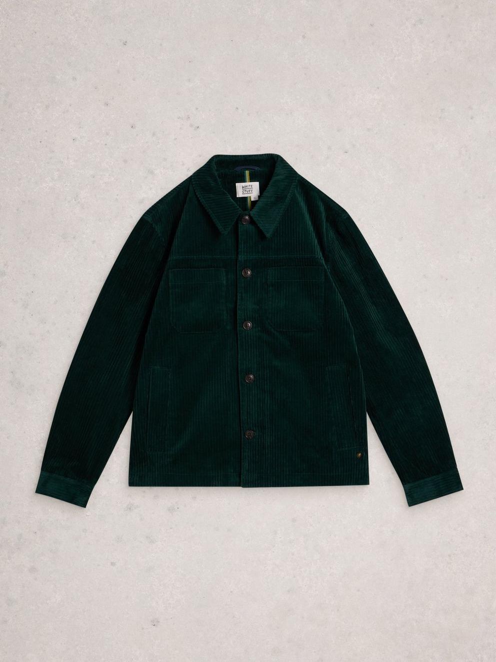 Cord Trucker in EMERLD GRN - FLAT FRONT