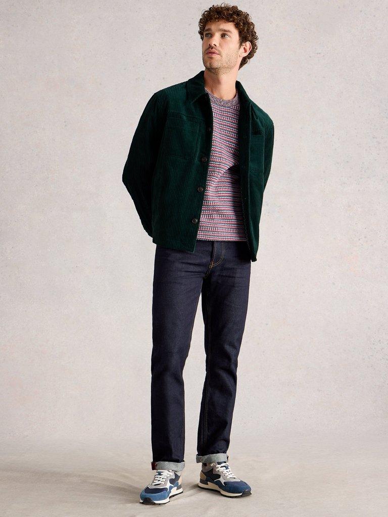 Cord Trucker in EMERLD GRN - MODEL FRONT