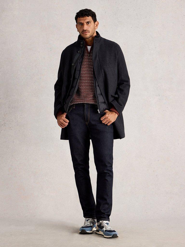 Wool Funnel in CHARC GREY - MODEL FRONT