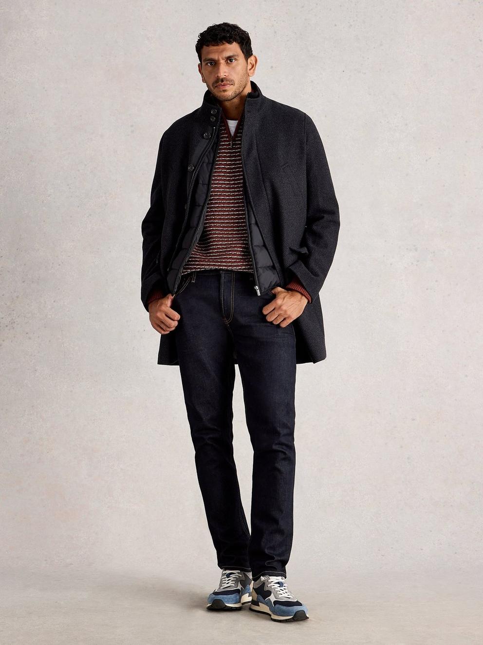 Wool Funnel in CHARC GREY - MODEL FRONT