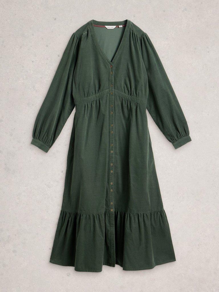 Phoebe Cord Dress in DUS GREEN - FLAT FRONT