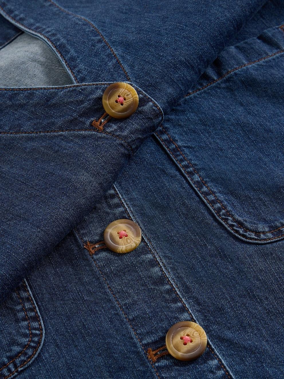 Rose Denim Pinny in MID DENIM - FLAT DETAIL