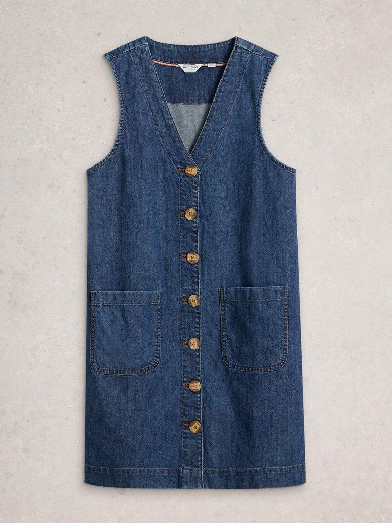 Rose Denim Pinny in MID DENIM - FLAT FRONT