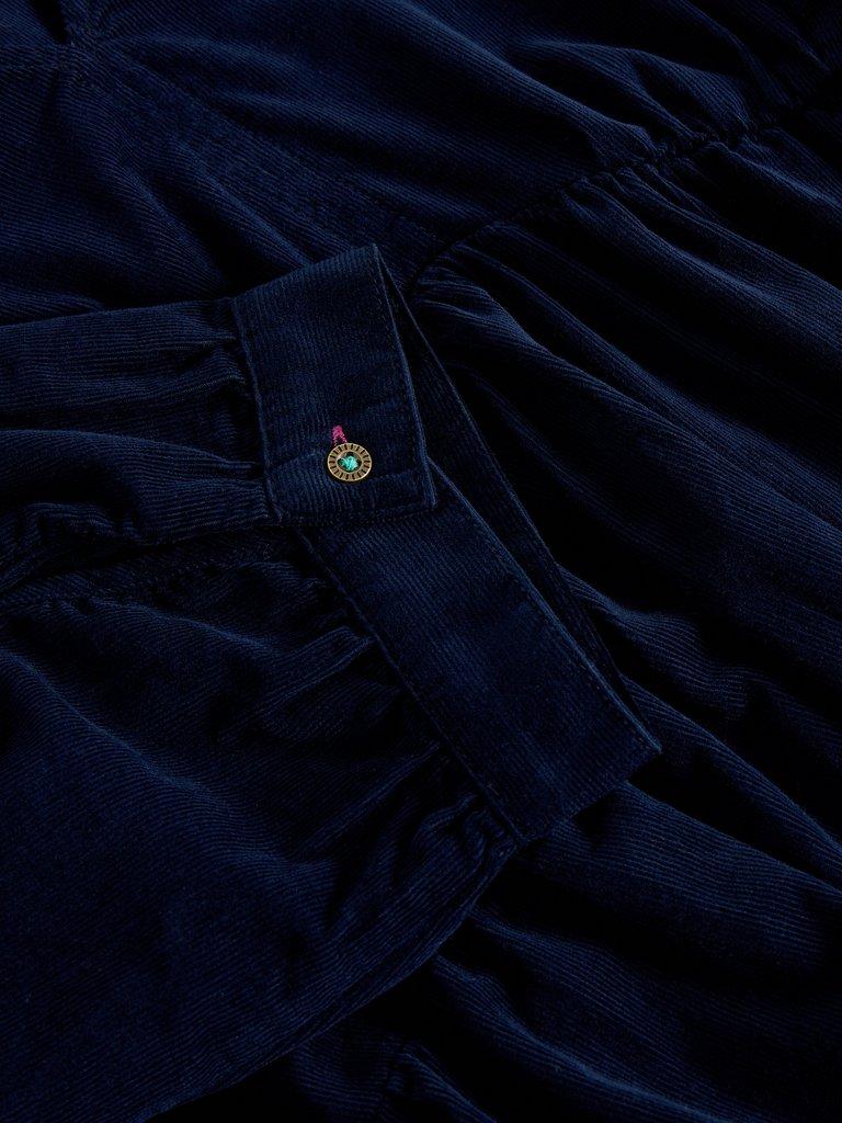 Lucy V Neck Cord Midi Dress in DARK NAVY - FLAT DETAIL