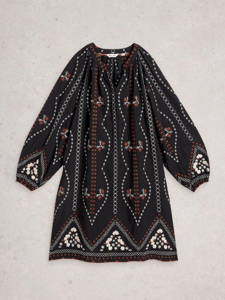 Aurora Embroidered Dress in BLK MLT - FLAT FRONT