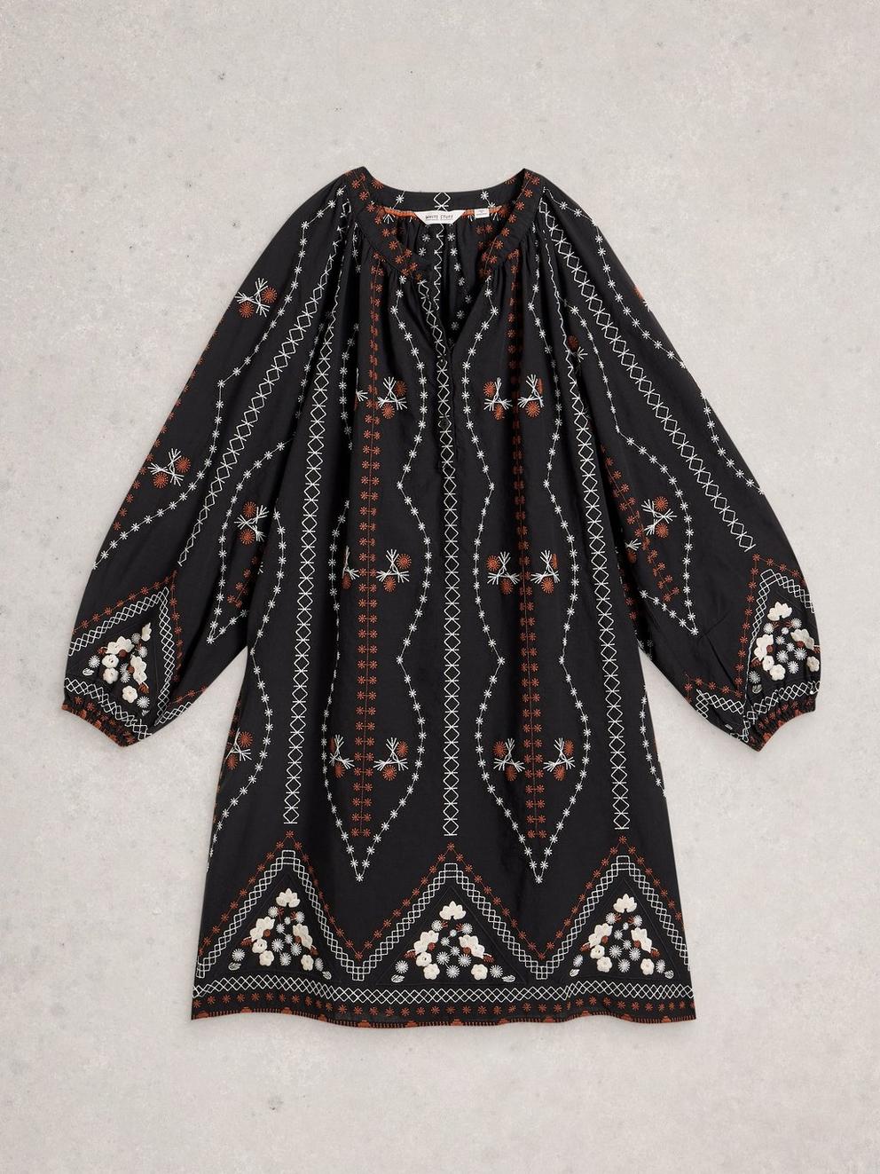 Aurora Embroidered Dress in BLK MLT - FLAT FRONT