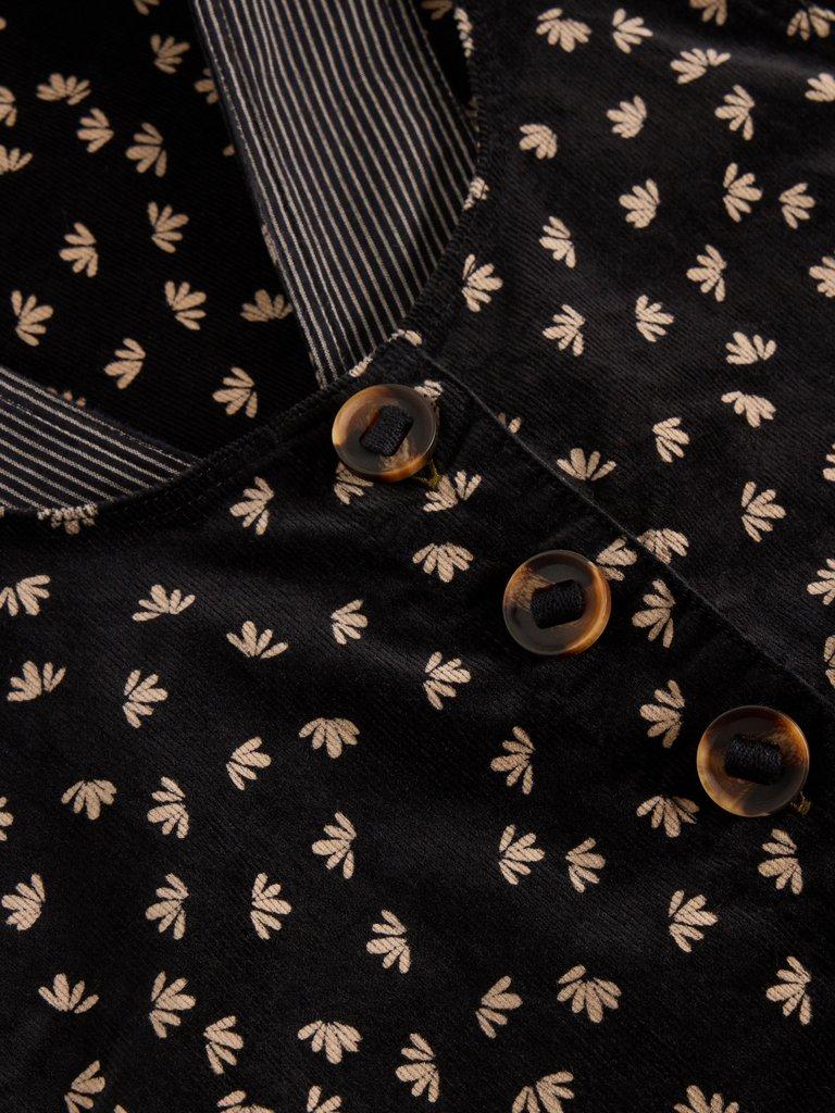 Viola Corduroy Dungaree in BLK MLT - FLAT DETAIL