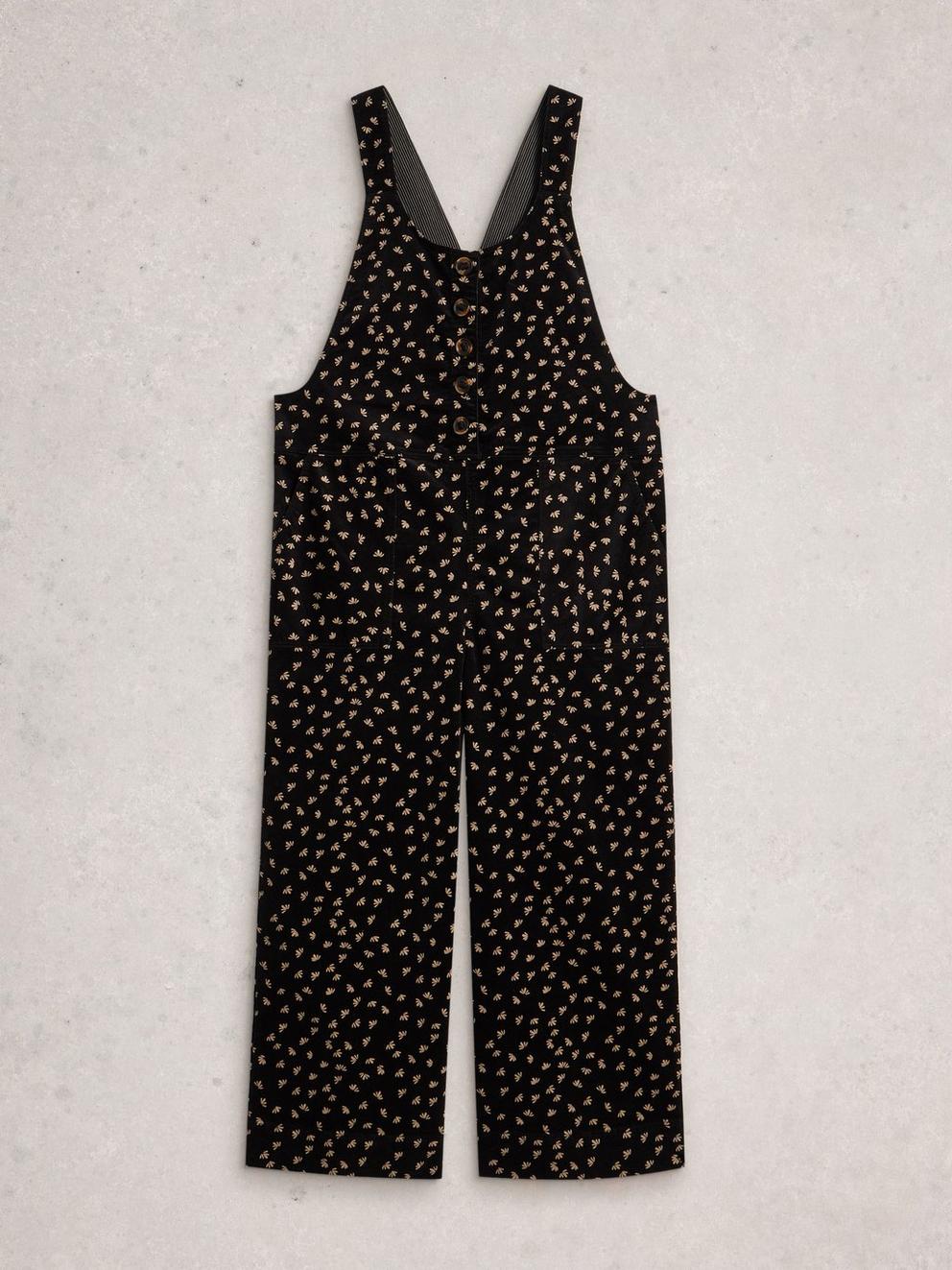 Viola Corduroy Dungaree in BLK MLT - FLAT FRONT