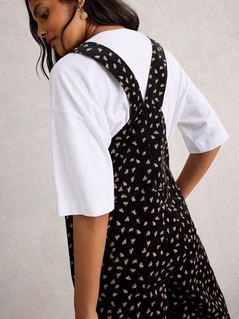 Viola Corduroy Dungaree in BLK MLT - MODEL BACK