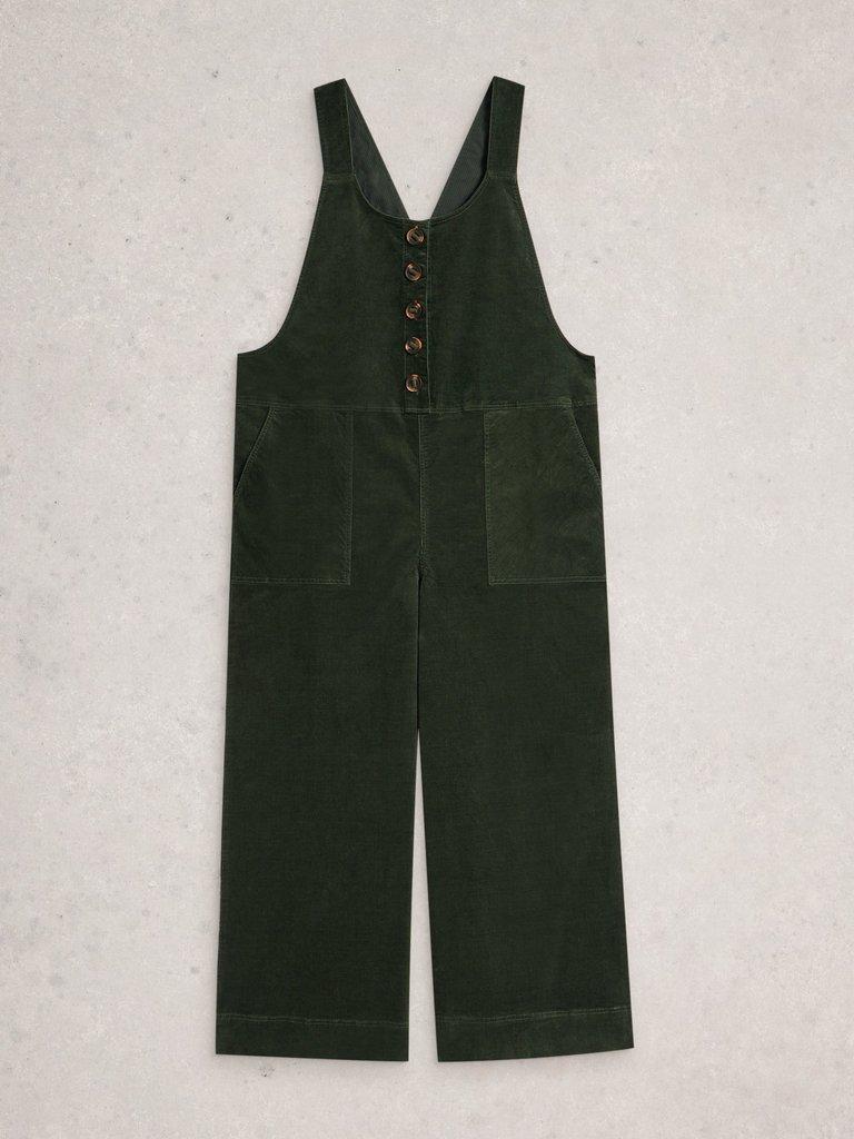 Viola Corduroy Dungaree in DK GREEN - FLAT FRONT