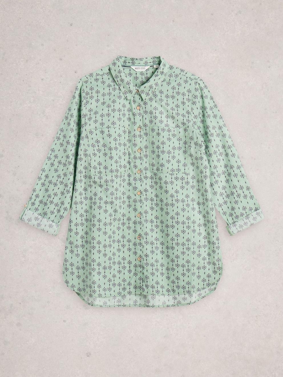 Sophie Longline Shirt in GREEN PR - FLAT FRONT