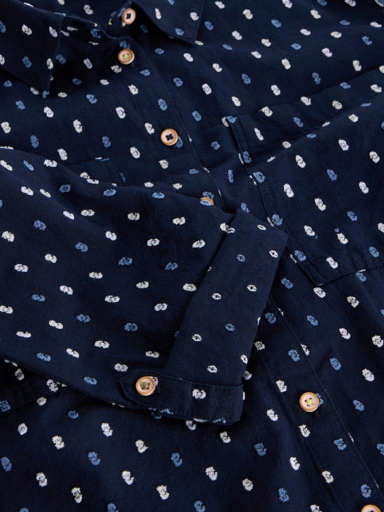 Sophie Longline Shirt in NAVY MULTI - FLAT DETAIL