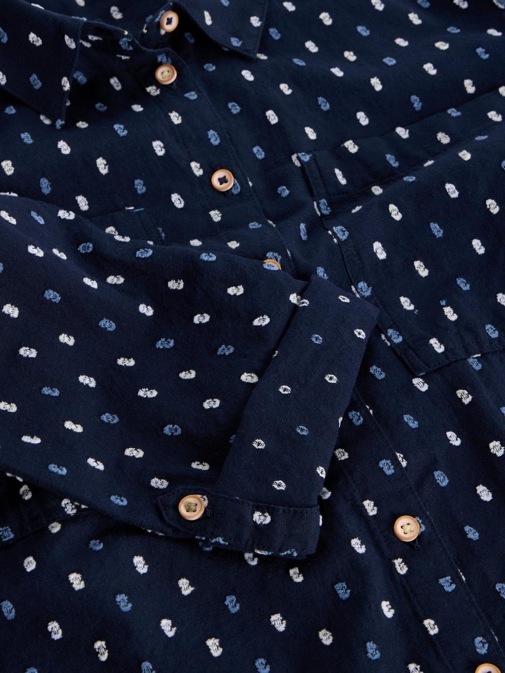 Sophie Longline Shirt in NAVY MULTI - FLAT DETAIL