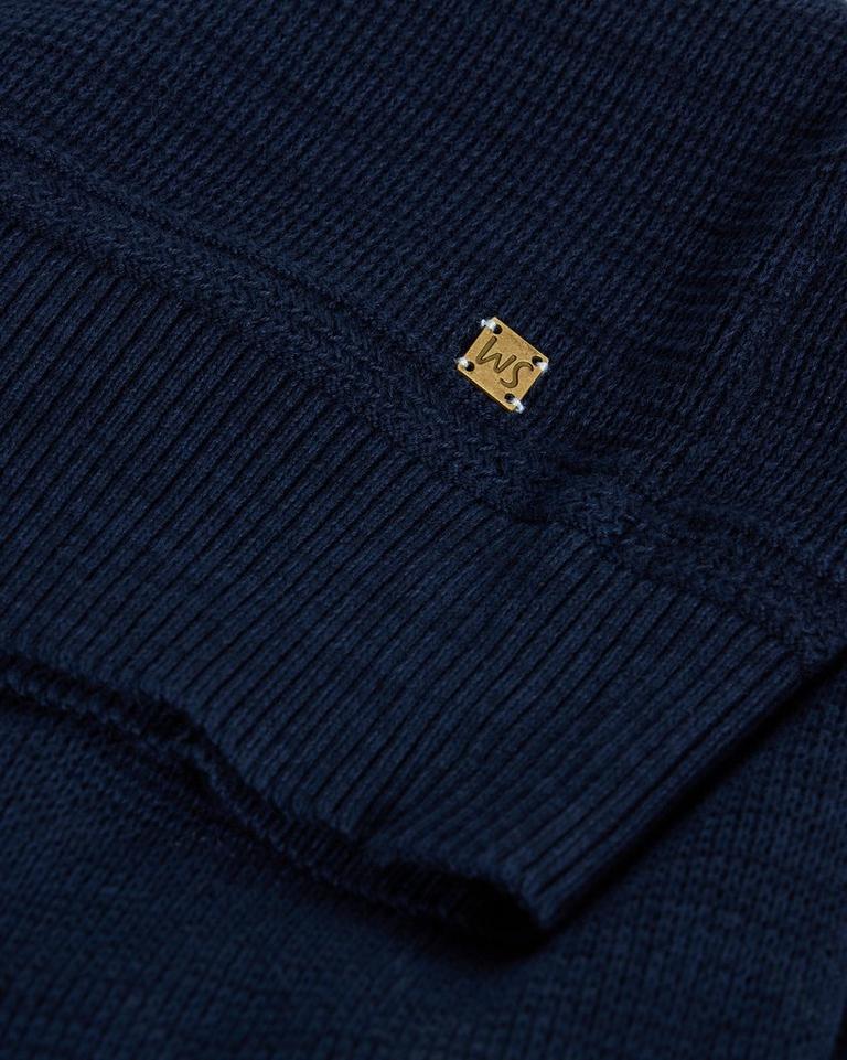 Attadale Crew Neck Long Sleeve Jumper in DARK NAVY - FLAT DETAIL