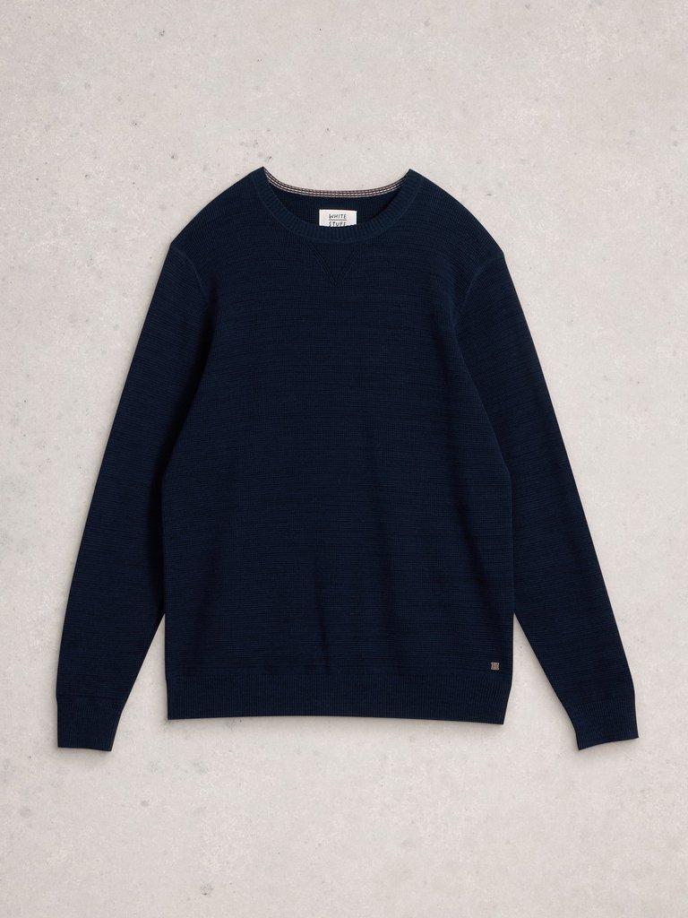 Attadale Crew Neck Long Sleeve Jumper in DARK NAVY - FLAT FRONT
