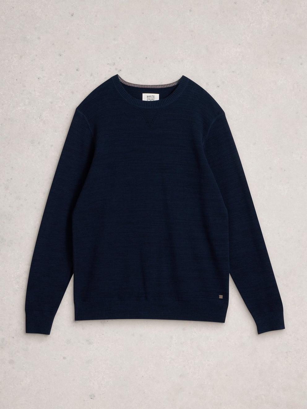 Attadale Crew Neck Long Sleeve Jumper in DARK NAVY - FLAT FRONT