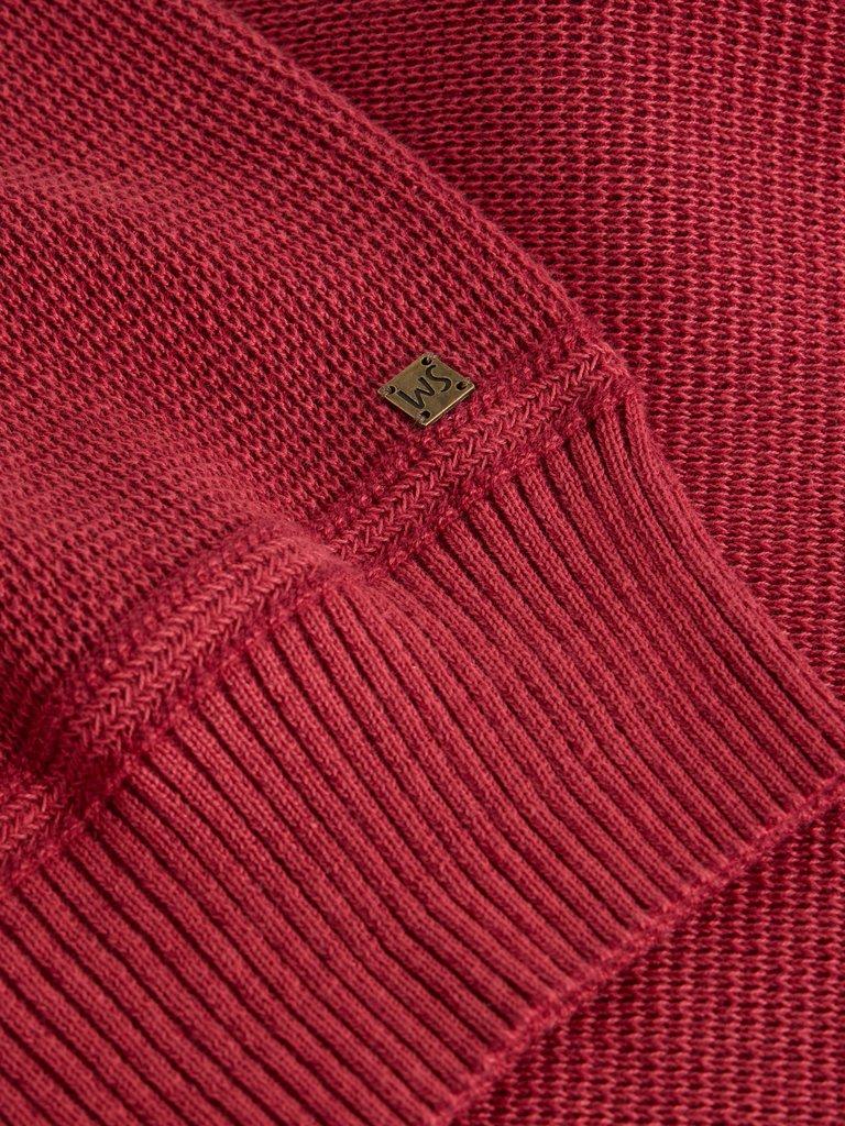 Attadale Crew Neck Long Sleeve Jumper in DK RED - FLAT DETAIL