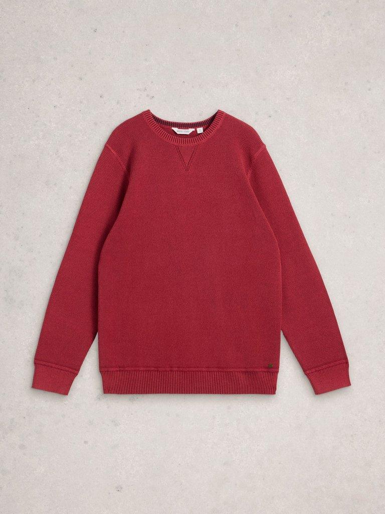 Attadale Crew Neck Long Sleeve Jumper in DK RED - FLAT FRONT