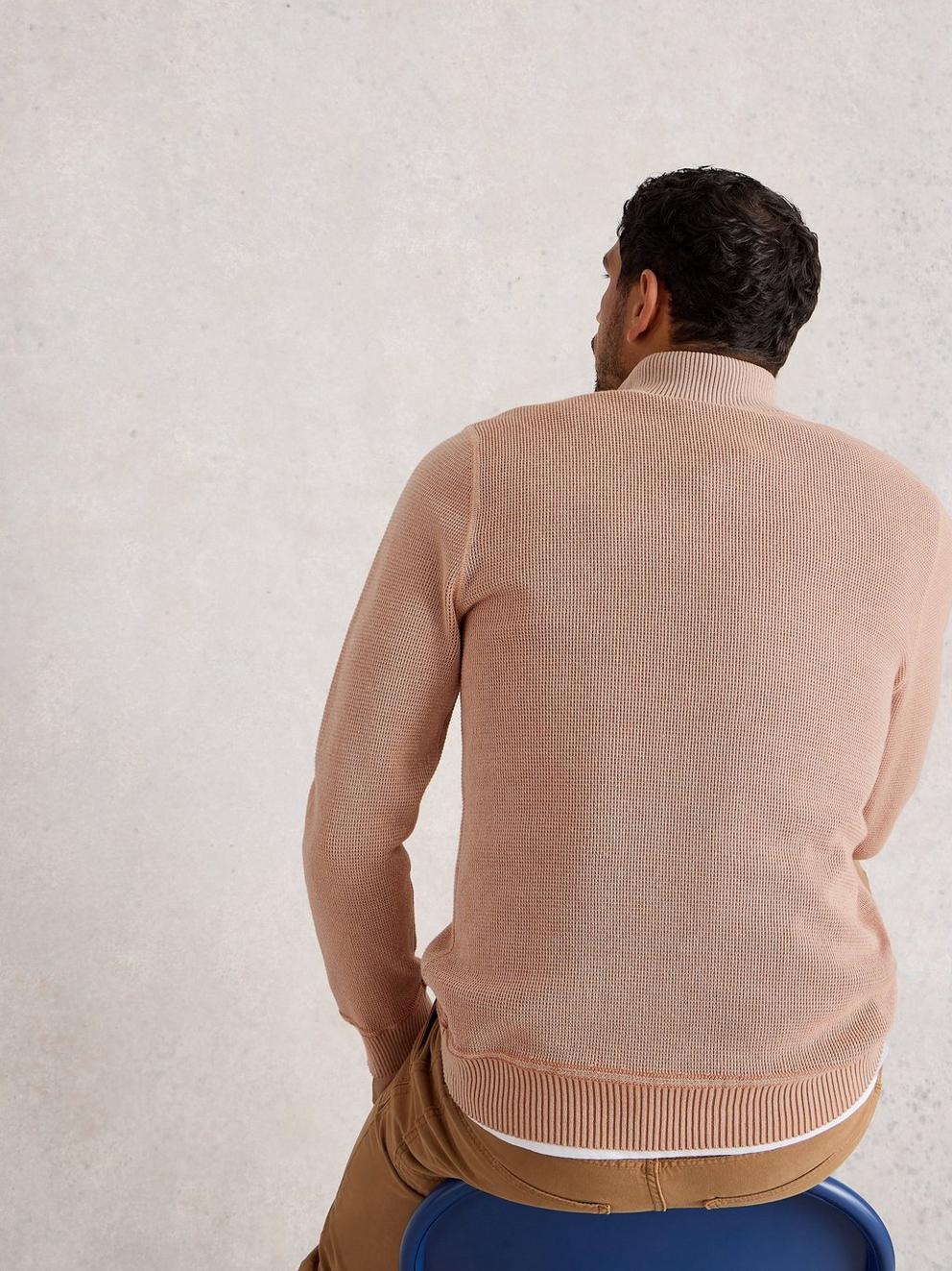 Attadale Funnel Neck Long Sleeve Jumper in DK NAT - MODEL BACK