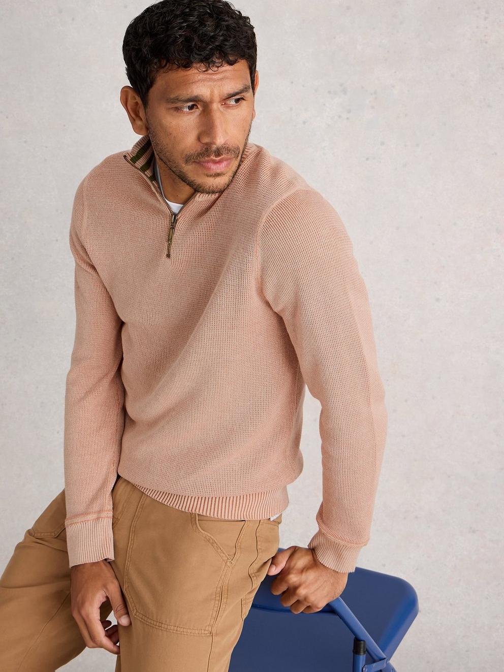 Attadale Funnel Neck Long Sleeve Jumper in DK NAT - MODEL DETAIL