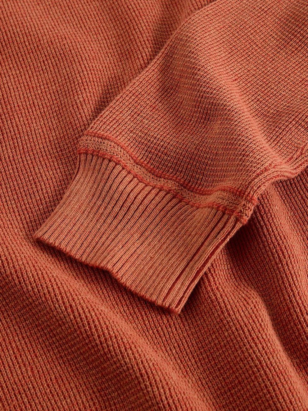 Attadale Funnel Neck Long Sleeve Jumper in DK ORANGE - FLAT DETAIL