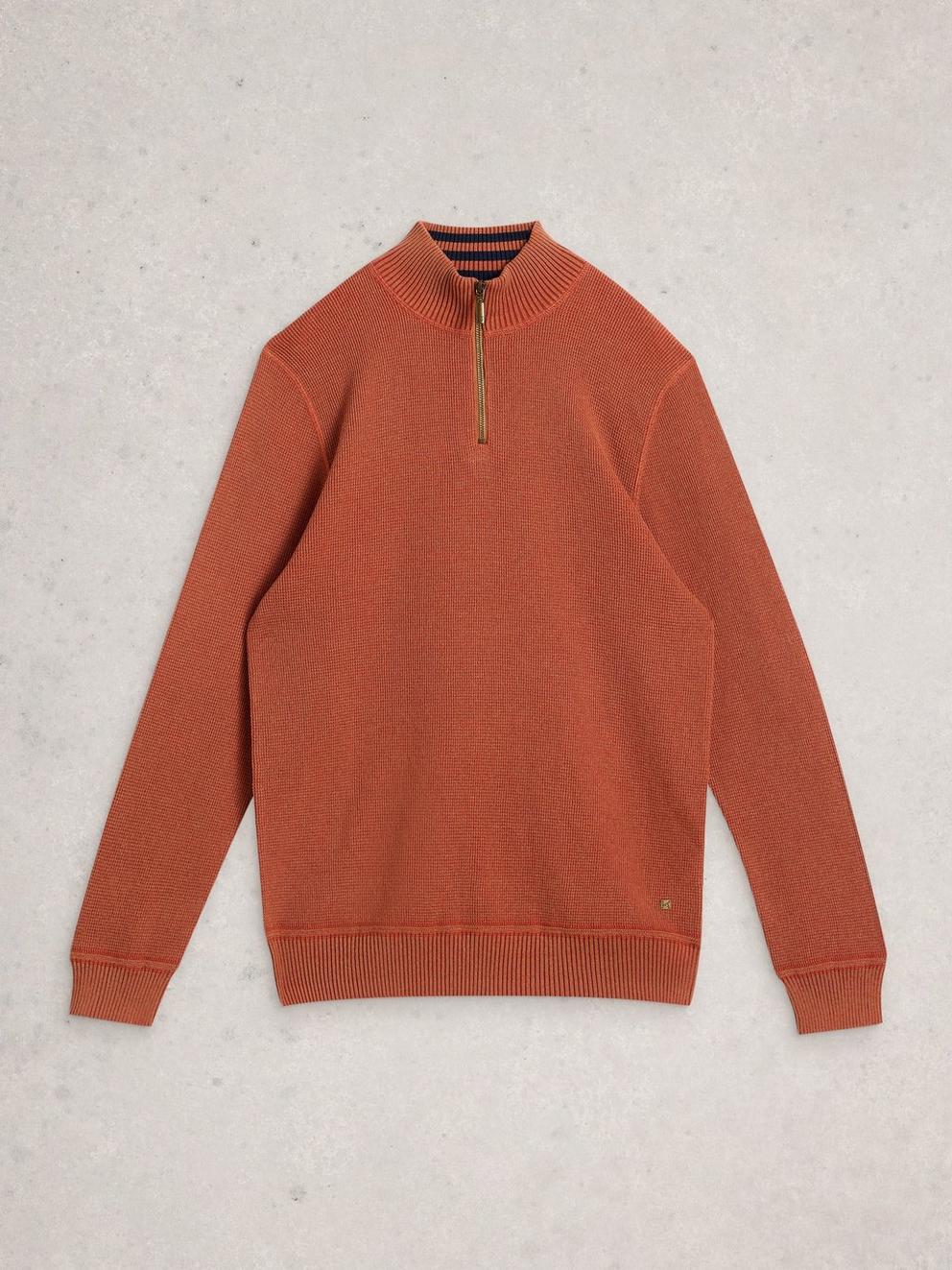 Attadale Funnel Neck Long Sleeve Jumper in DK ORANGE - FLAT FRONT