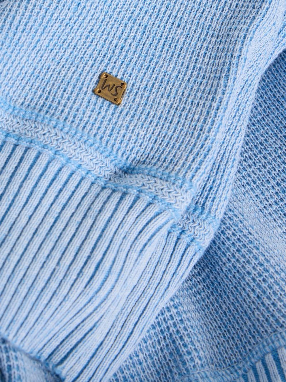 Attadale Funnel Neck Long Sleeve Jumper in LGT BLUE - FLAT DETAIL