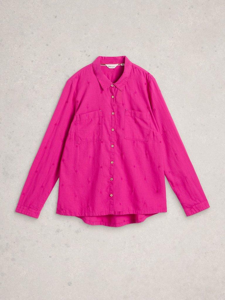 Sophie Long Sleeve Organic Cotton Shirt in BRT PINK - FLAT FRONT