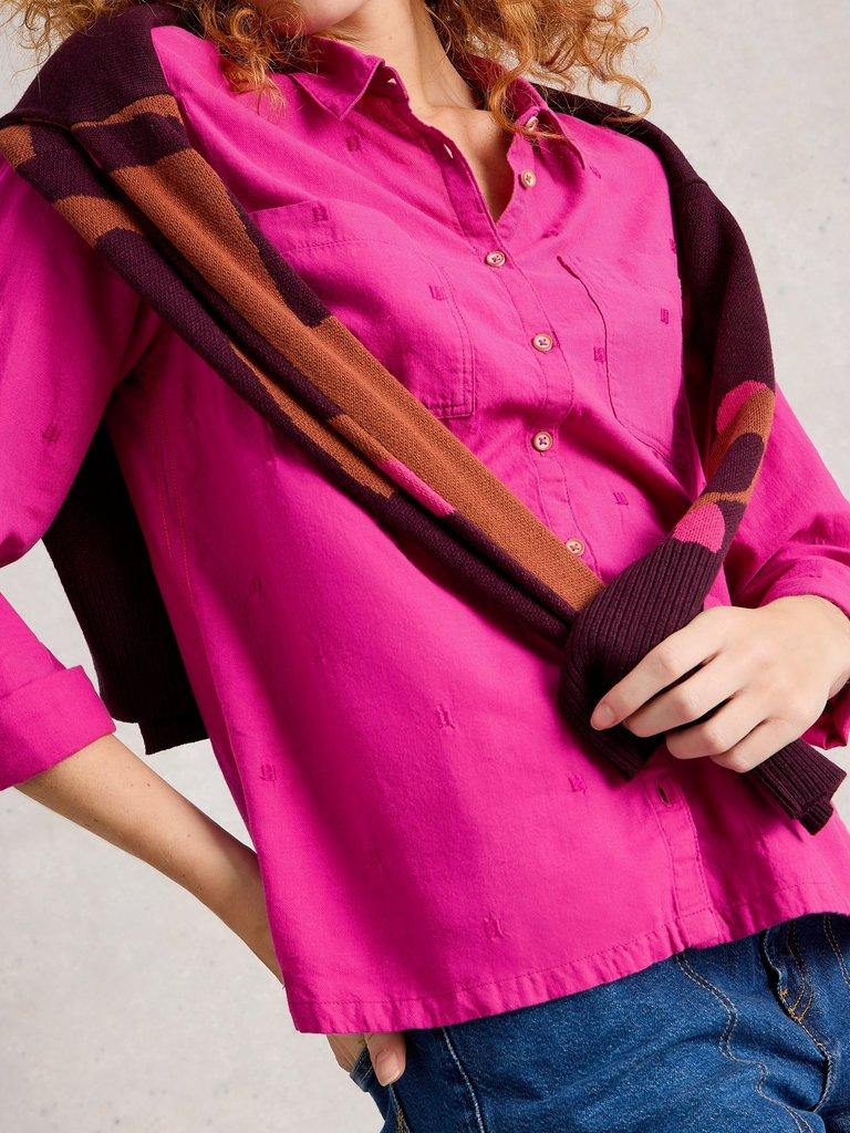 Sophie Long Sleeve Organic Cotton Shirt in BRT PINK - LIFESTYLE
