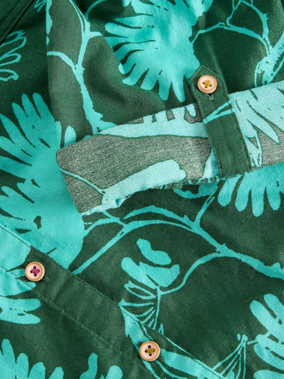 Sophie Long Sleeve Organic Cotton Shirt in GREEN PR - FLAT DETAIL