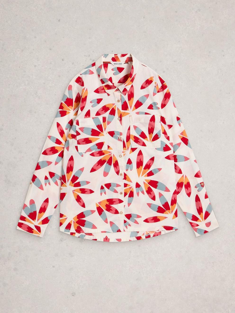 Sophie Long Sleeve Organic Cotton Shirt in IVORY PR - FLAT FRONT