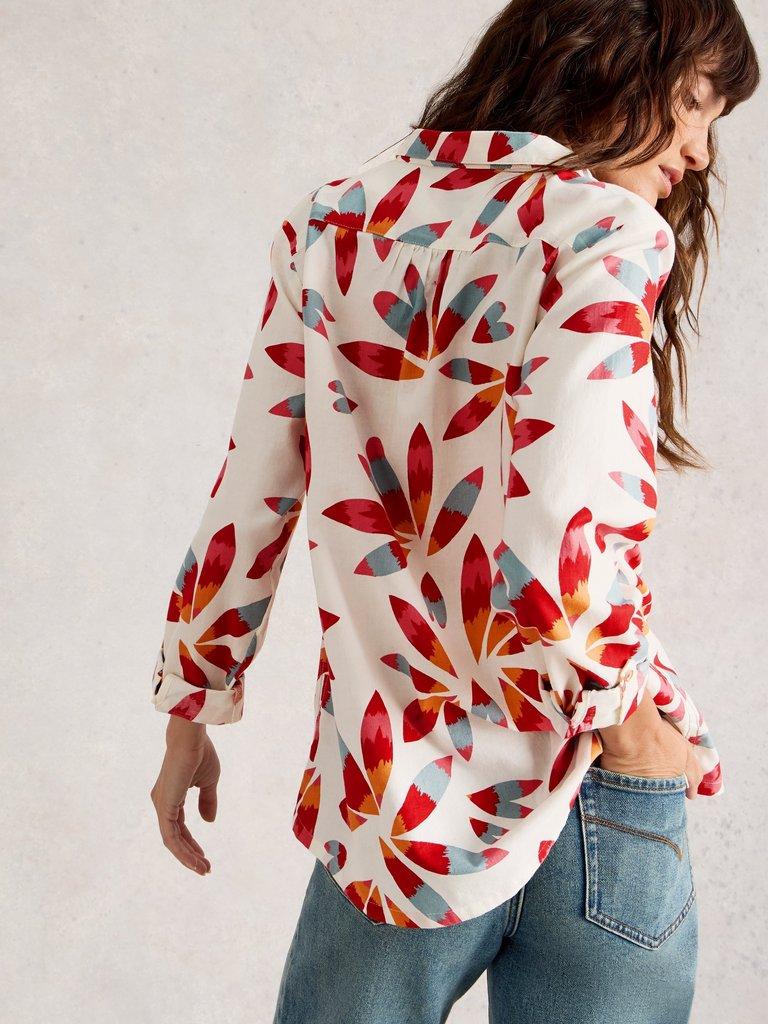 Sophie Long Sleeve Organic Cotton Shirt in IVORY PR - MODEL BACK