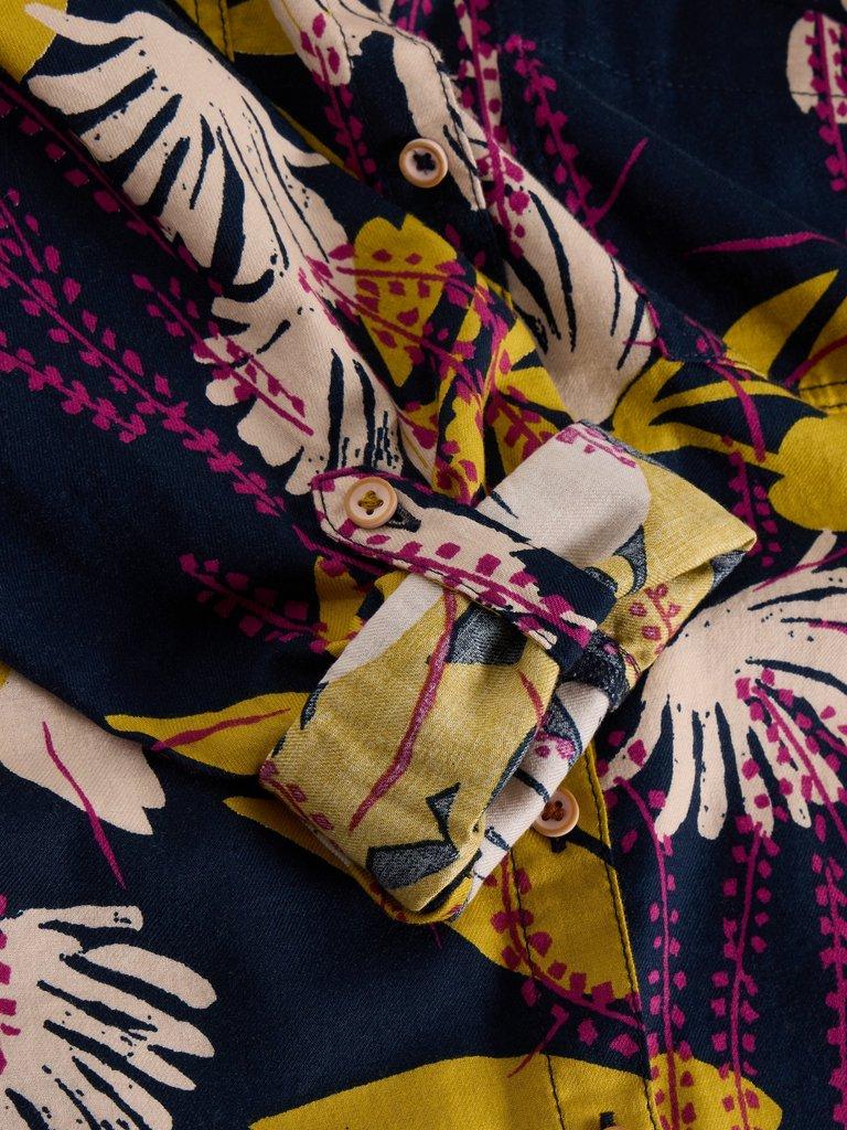 Sophie Long Sleeve Organic Cotton Shirt in NAVY PR - FLAT DETAIL