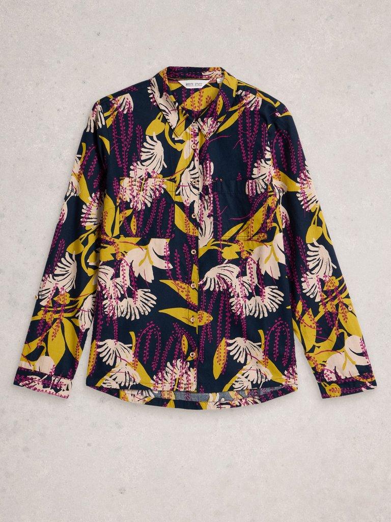 Sophie Long Sleeve Organic Cotton Shirt in NAVY PR - FLAT FRONT