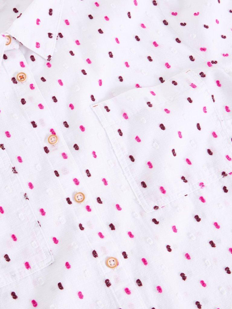 Sophie Long Sleeve Organic Cotton Shirt in WHITE MLT - FLAT DETAIL