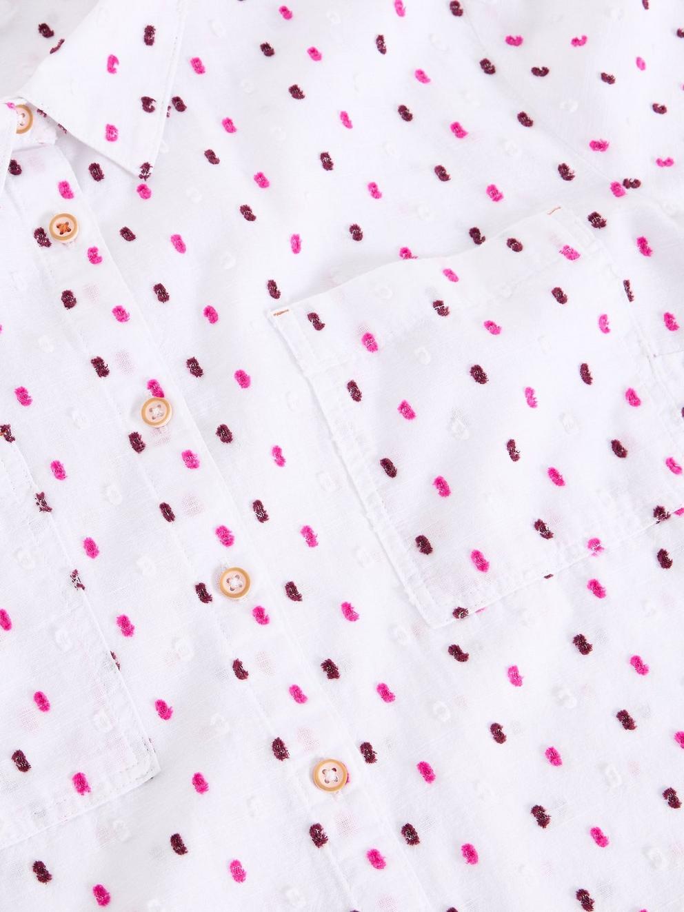 Sophie Long Sleeve Organic Cotton Shirt in WHITE MLT - FLAT DETAIL