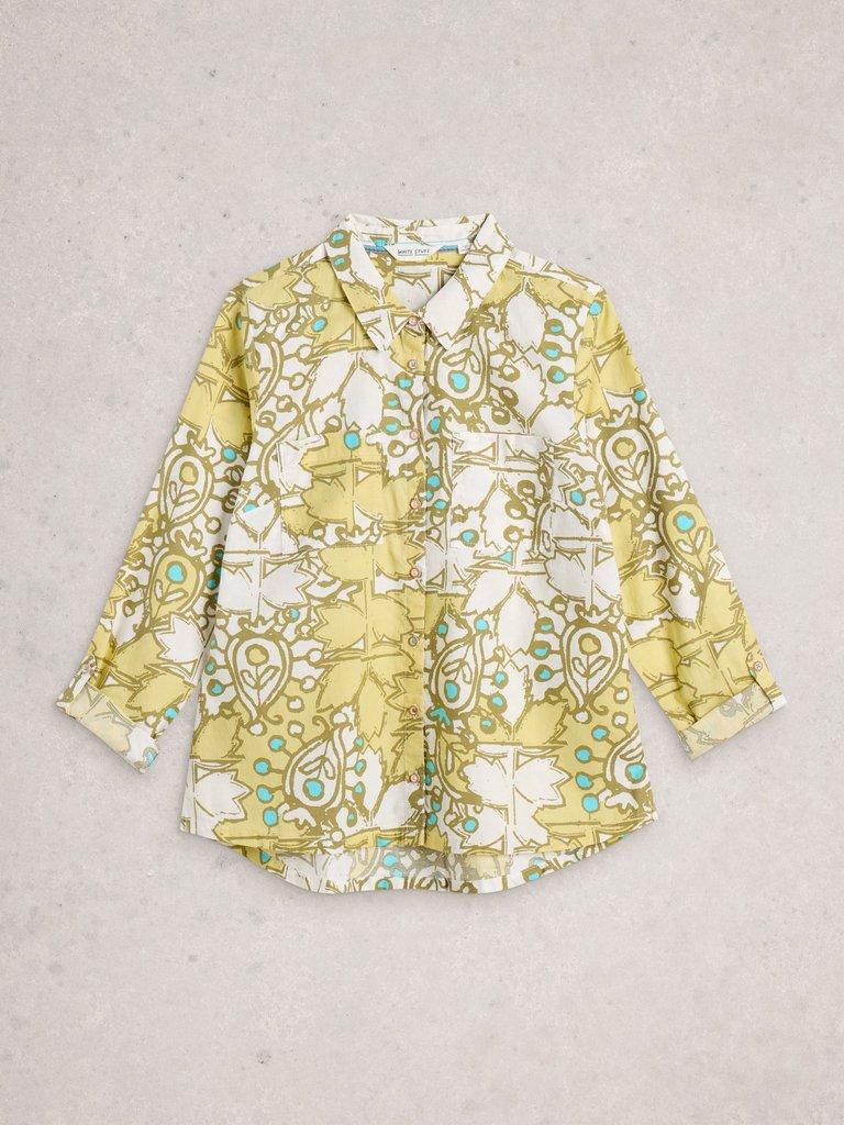 Sophie Long Sleeve Organic Cotton Shirt in YELLOW MLT - FLAT FRONT