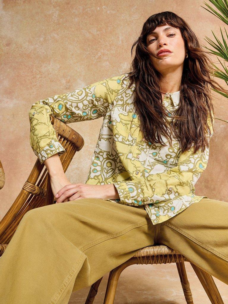Sophie Long Sleeve Organic Cotton Shirt in YELLOW MLT - MIXED