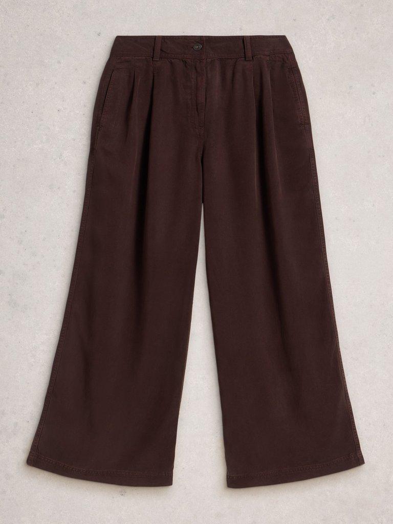 Sasha Wide Leg Full Length Trouser in DK BROWN - FLAT FRONT