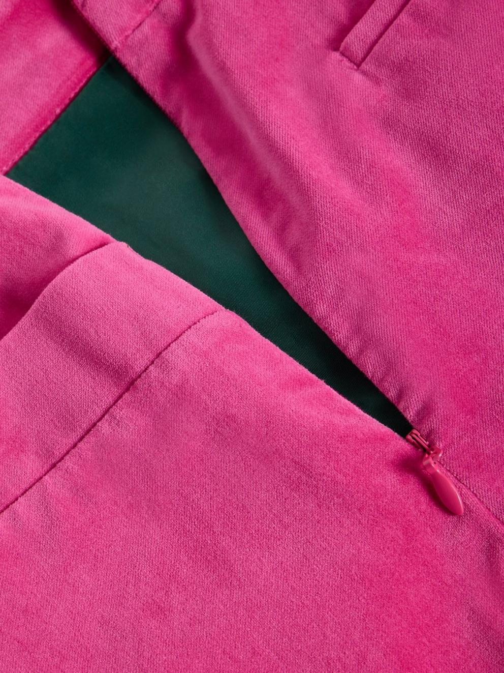 Coral Velvet Knee Length Skirt in BRT PINK - FLAT DETAIL