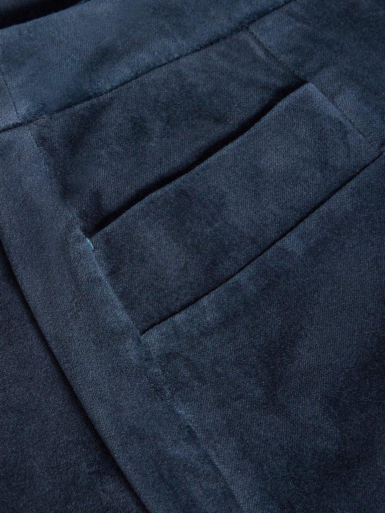 Coral Velvet Knee Length Skirt in DARK NAVY - FLAT DETAIL