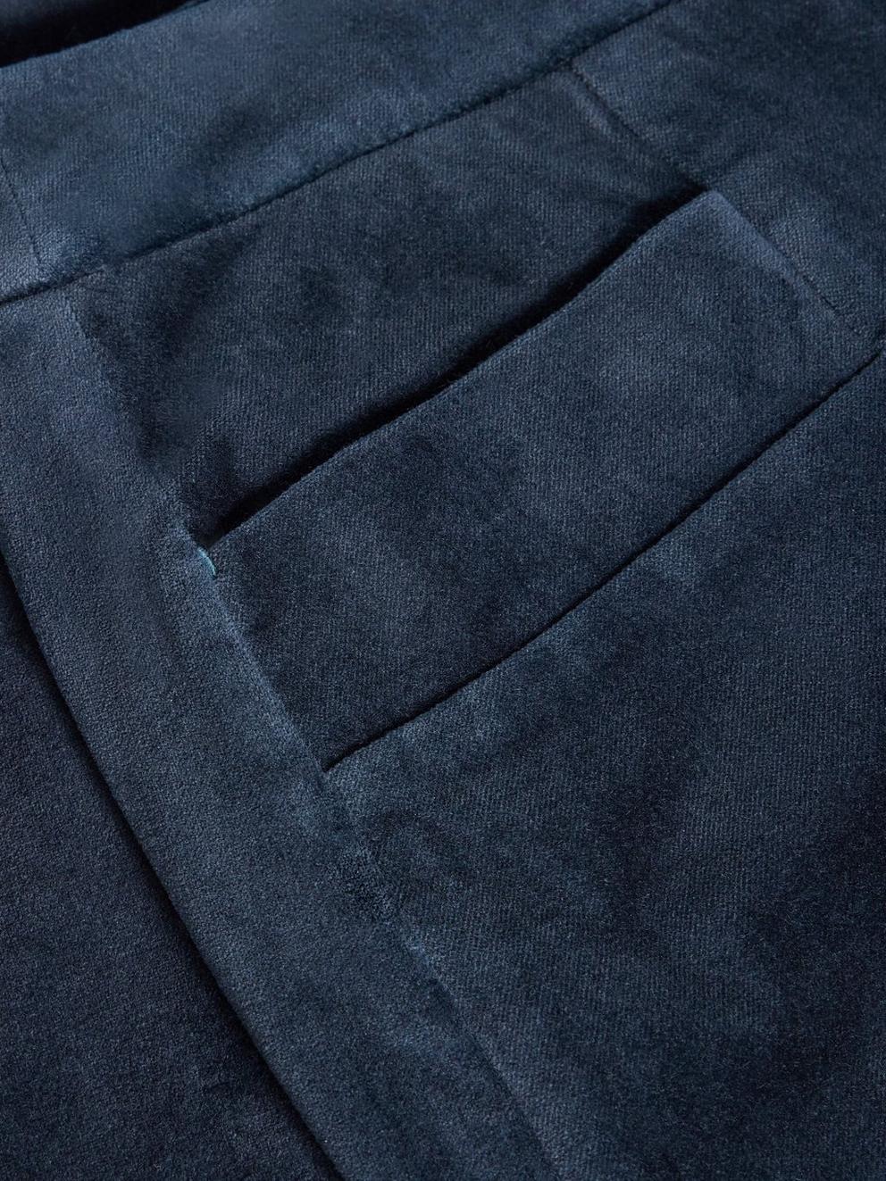 Coral Velvet Knee Length Skirt in DARK NAVY - FLAT DETAIL